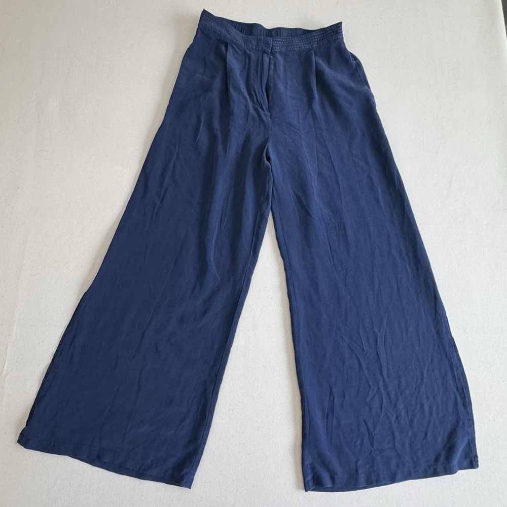 Johnny Was Women's Size XS Boho Wide Leg Silk Palazzo Pants Sapphire Blue Flowy - Picture 12 of 12